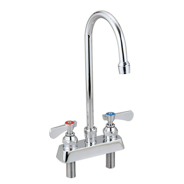 Bk Resources Optiflow Solid Body Faucet, 8" Gooseneck Spout, 4" O.C. Deck Mount BKF-4DM-8G-G